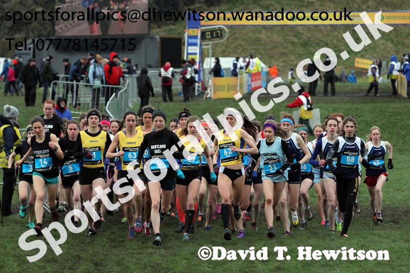 Womens Inter District, Morrisons Great Edinburgh Cross Country. Photo: David T. Hewitson/Sports for All Pics